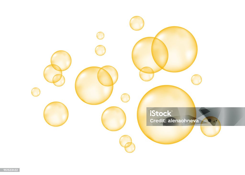 Fizzing  air  golden  bubbles on white  background. Fizz. Fizzing  air  golden  bubbles on white  background. Vector texture. Bubble stock vector