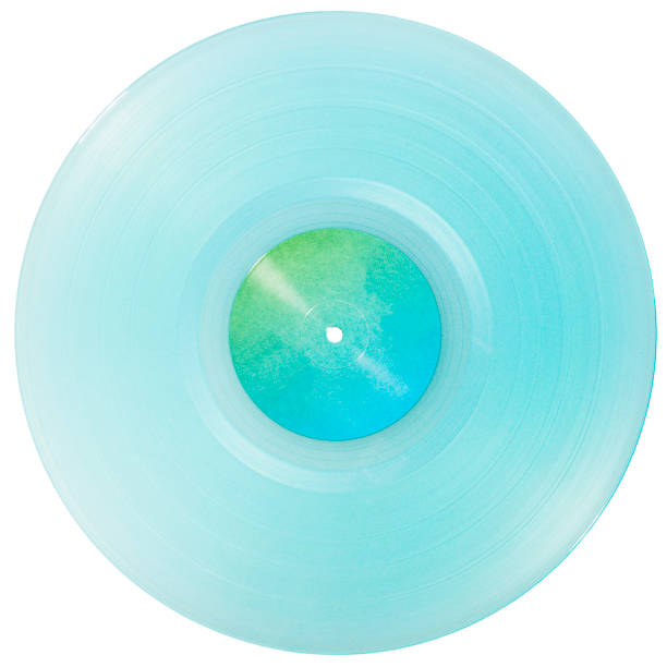 istock Cyan transparent vinyl record isolated on white background 951533766