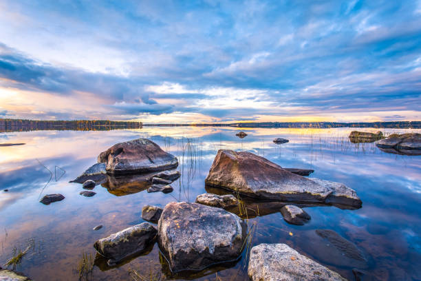 Autumn lake view from Sotkamo, Finland.