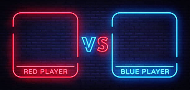 istock Versus neon sign. Neon symbol, icon, logo design template confrontation. Light banner, bright night advertising. Vector illustration 951542346