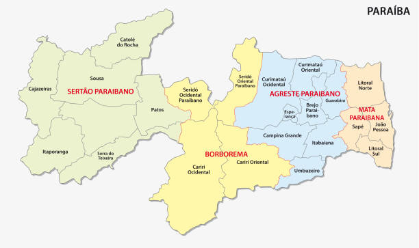 paraiba administrative and political map paraiba administrative and political vector map paraiba stock illustrations