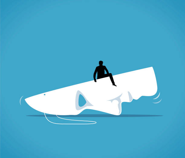 Mask Illustration A man climbs out from behind a mask political joke stock illustrations