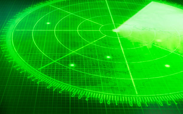 Green radar screen with targets stock photo