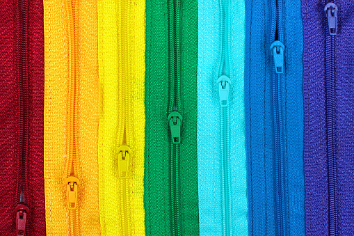 Rainbow colored zippers