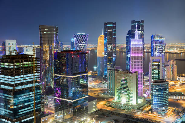 istock The colorful illuminated skyline of Doha 951549292