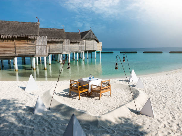 istock Romantic dinner or lunch setup in the Maldives 951549448