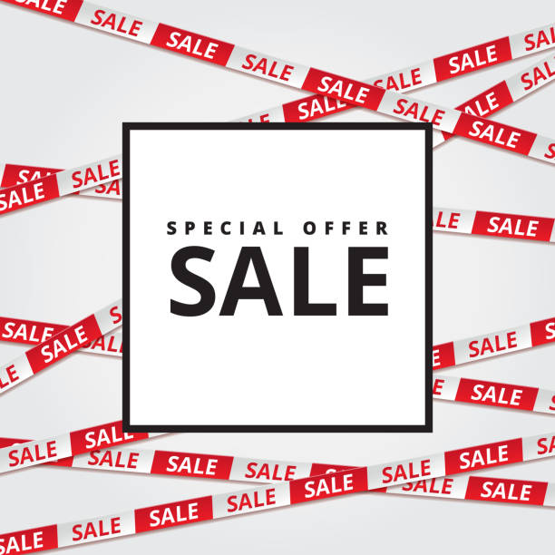 istock Red sale tape ribbon background 951549674