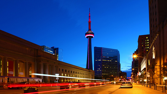 Downtown in Toronto, Canada at dusk