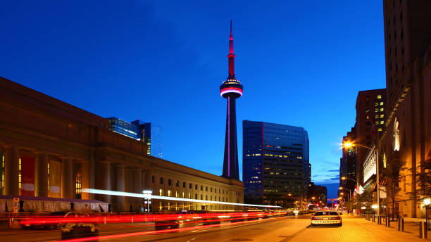 Downtown Toronto Canada At Dusk Stock Photo - Download Image Now - Toronto,  Night, CN Tower - iStock