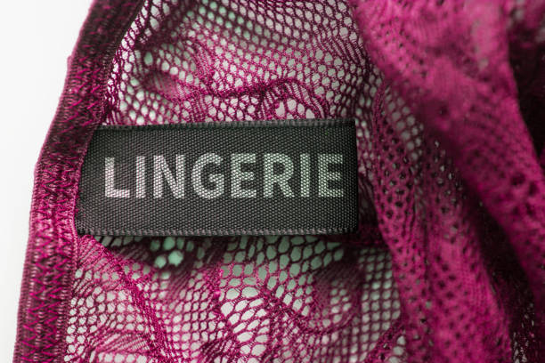 istock Lace pink panties with lingerie label 951564348