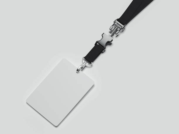 istock Lanyard and badge with black ribbon and fastener, 3d rendering 951593788