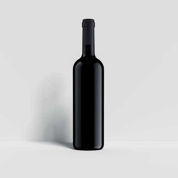 istock Black wine bottle on the white background, 3d rendering 951595886