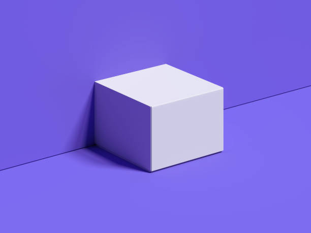 istock White square box stands next to the violet wall and floor, 3d rendering 951599362