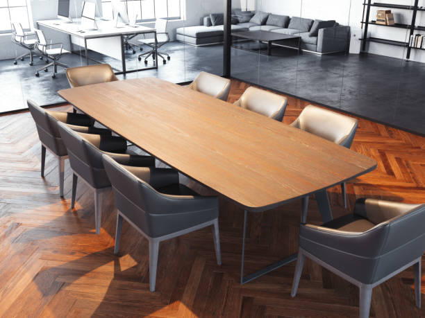 istock Modern office meeting room with transparent glass walls, 3d rendering 951604210