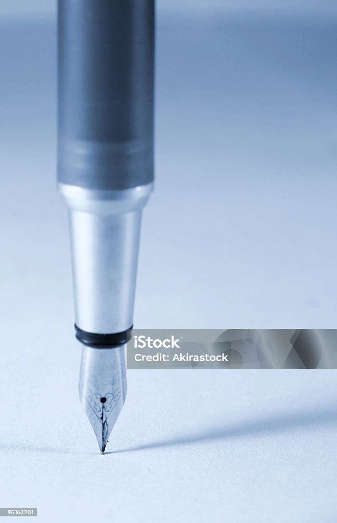 Pen standing - blue  Fountain Pen Stock Photo