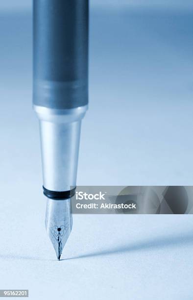Pen Standing Blue Stock Photo - Download Image Now - Fountain Pen, Office Supply, Letter - Document
