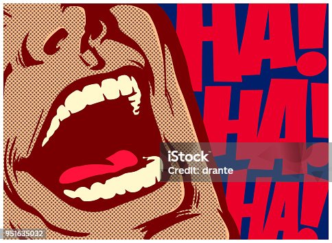 istock Pop art comic book style mouth of man laughing out loud vector illustration 951635032