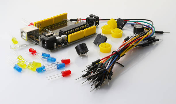 istock The set for designing electronic devices: LEDs diode, a chip, buttons and jumpers 951639490