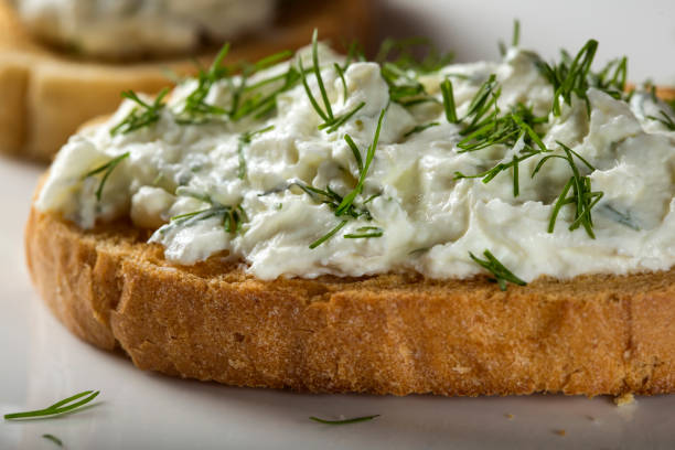 istock Open sandwich with toast and homande cheese cream 951640246