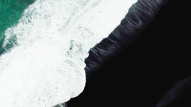 istock Aerial view on black sand beach 951641294