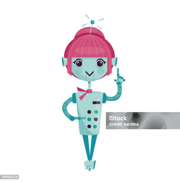 Robot Féminin Dessin Animé Vecteurs libres de droits et plus d'images vectorielles de Robot - Robot, Animal femelle, Cheveux ou Poils