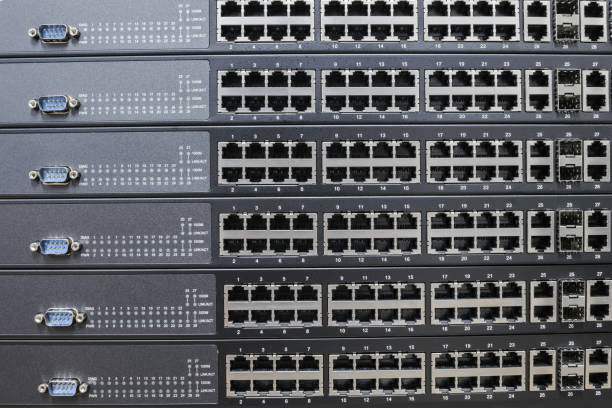 istock Lots of empty ports on internet equipment 951648432