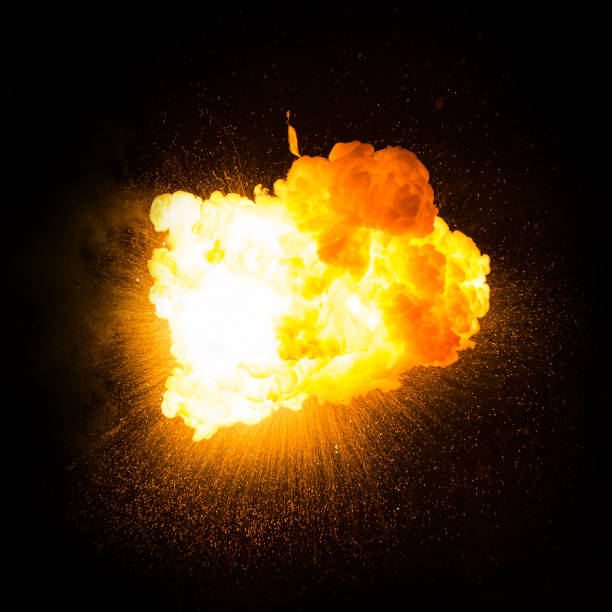 istock Realistic fiery explosion over a black background 951655460