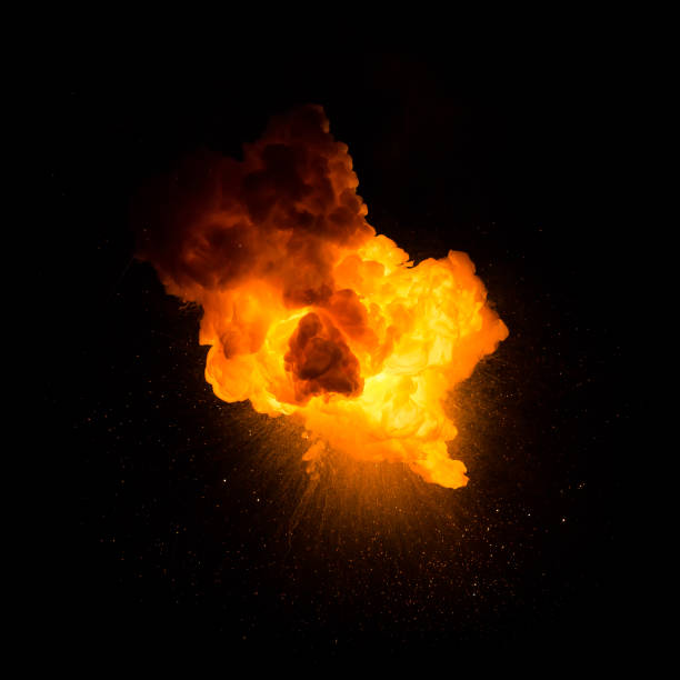 istock Realistic fiery explosion over a black background 951655586