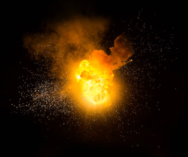 istock Realistic fiery explosion over a black background 951655798