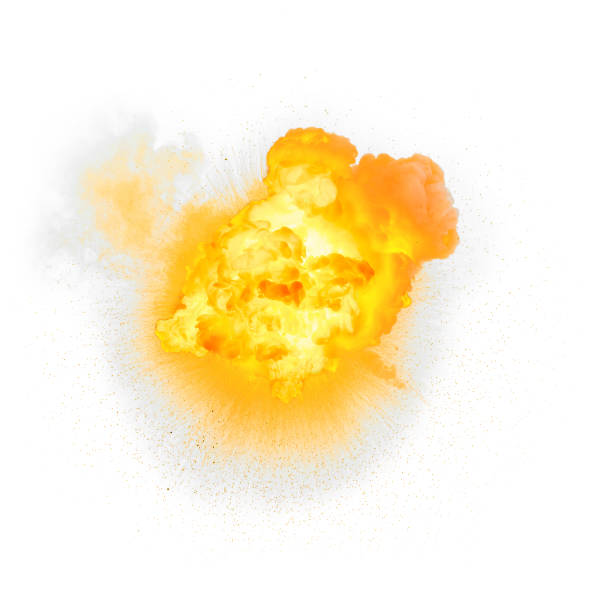 istock Realistic fiery explosion over a white background 951655864