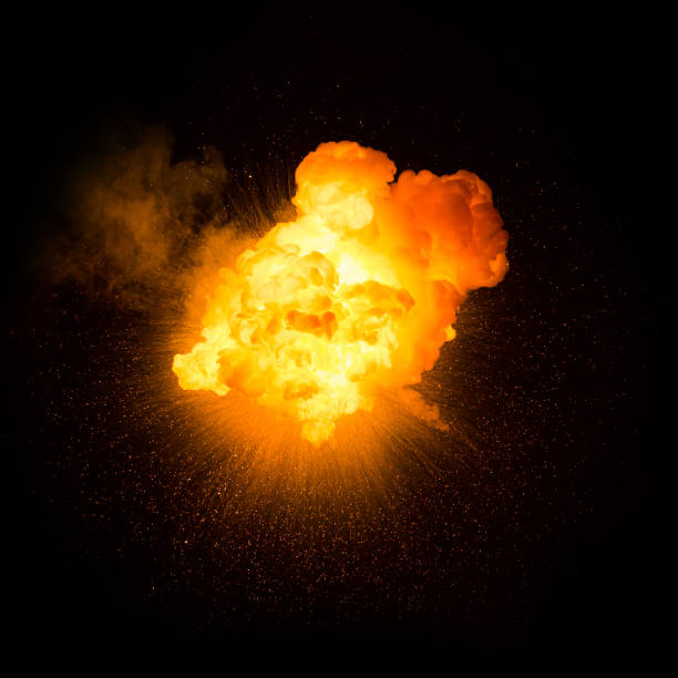 istock Realistic fiery explosion over a black background 951656126