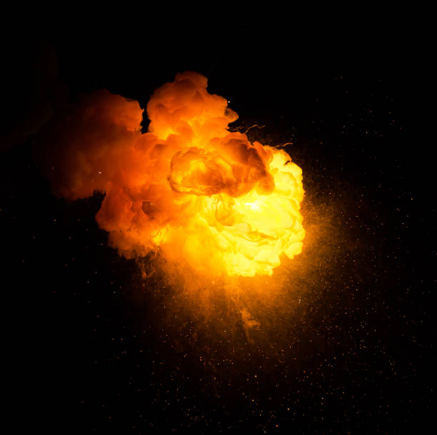 istock Realistic fiery explosion over a black background 951656166