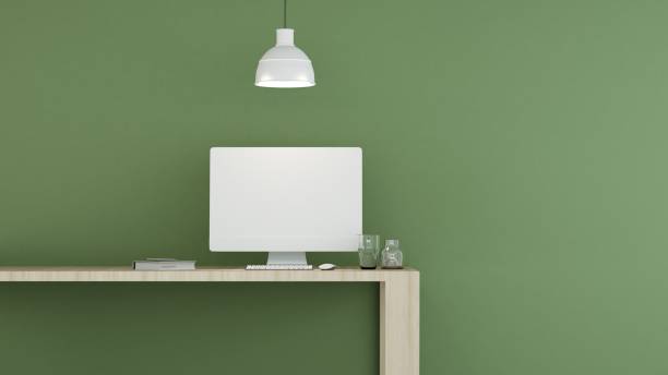 istock Work space interior wall pastel color  - 3d rendering minimal japanese 951663854