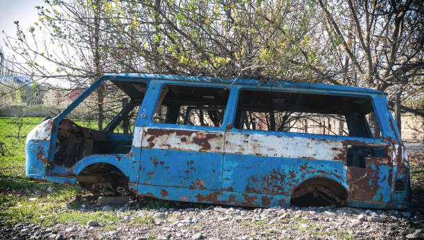 istock Abandoned and dismantled bus 951664246