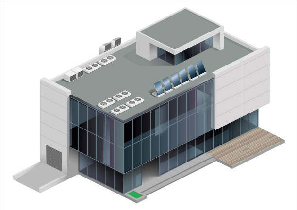 budynek izometryczny centrum handlowe - air duct obrazy stock illustrations