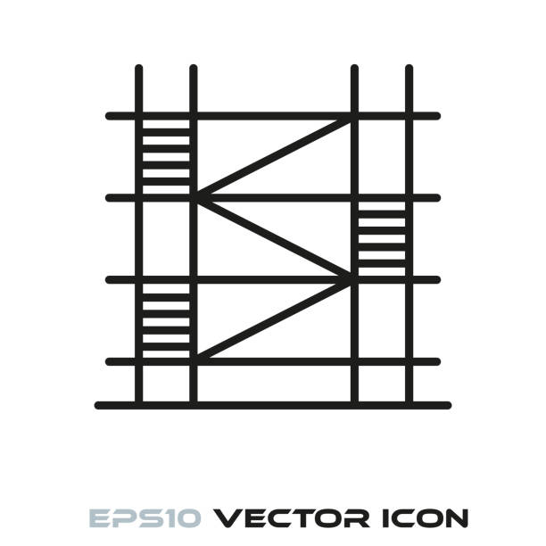 Scaffolding line icon vector Construction scaffolding flat line icon vector scaffolding stock illustrations