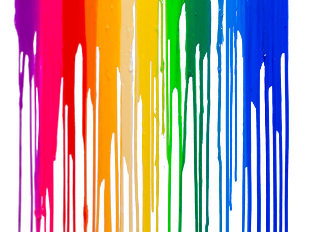 colorful of paint dripping with clipping path