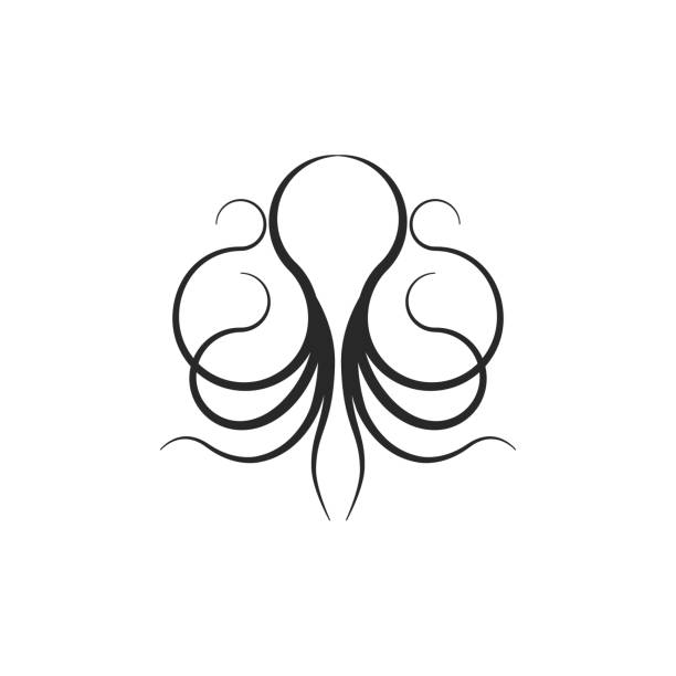 Logo Bạch Tuộc Hoặc Mẫu Thiết Kế Hình Con Mực Hình Con Mực Hình Dạng Hình  Con Mực Thực Đơn Nhà Hàng Hải Sản Mỏng Dòng Biểu Tượng Phong Cách Tối Thiểu