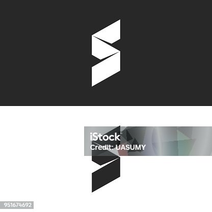 istock Modern S letter icon 3d ribbon isometric broken line simple shape, creative minimal style identity mark 951674692