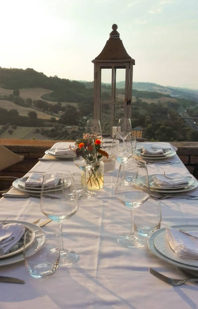 istock Table set for six people in Torre di Palme 951675958