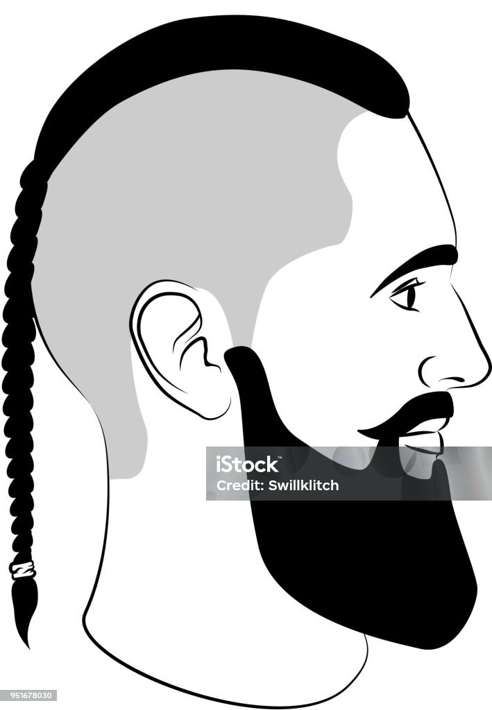 Viking Frisur Mode Schild mit Zopf und Bart - Lizenzfrei Geflochten Vektorgrafik Viking Frisur Mode Schild mit Zopf und Bart - Lizenzfrei Geflochten Vektorgrafik