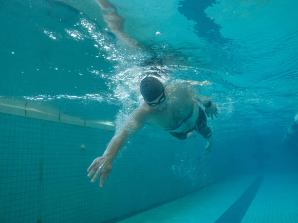 istock Adaptive athlete swims laps in a pool 951680544