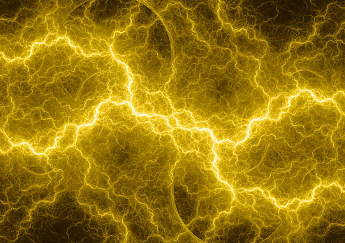Hot Yellow Lightning Abstract Electrical Plasma Background Stock Photo -  Download Image Now - iStock