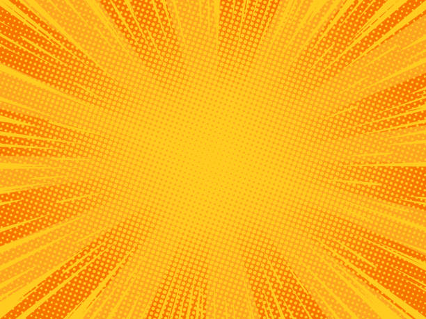 Orange comic background Radial orange comic explosion background. Vector illustration. superhero stock illustrations