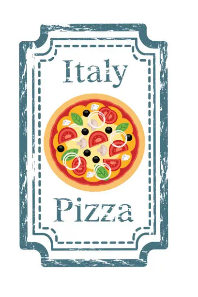 Vector illustration of Pizza Stamp