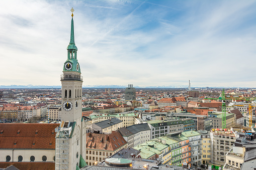 Aerial view over the city of Munich (Bavaria, Germany)