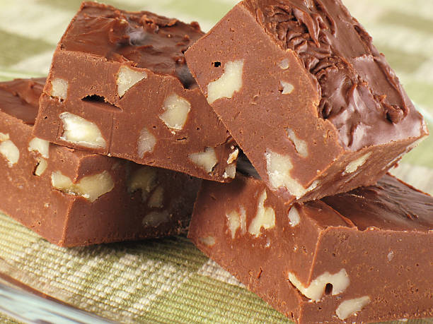 Chocolate Walnut Fudge  fudge stock pictures, royalty-free photos & images