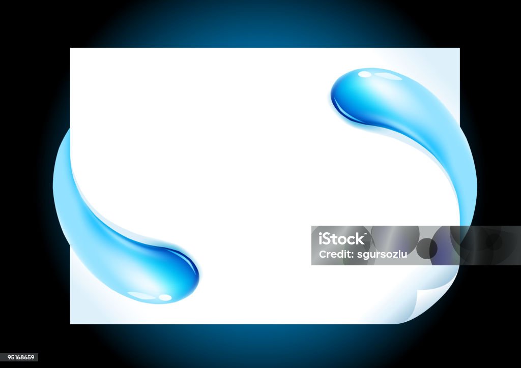 Gotas de água com papel - Royalty-free Azul arte vetorial
