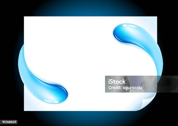 Gotas De Água Com Papel - Arte vetorial de stock e mais imagens de Azul - Azul, Branco, Curva - Forma