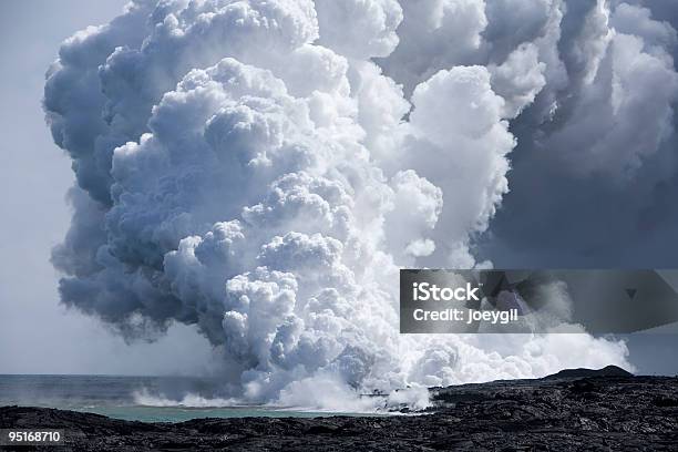 Lava Flow At Ocean Stock Photo - Download Image Now - Hawaii Volcanoes National Park, Beach, Big Island - Hawaii Islands